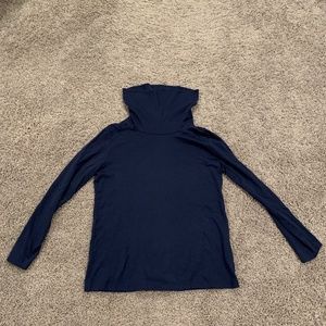 L.L. Women's Pima Cotton Tee Long-Sleeve Cowlneck Size M Blue